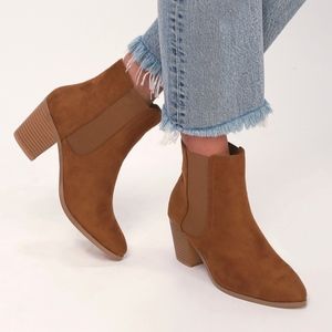 TEDDY TAN SUEDE ANKLE BOOTIES